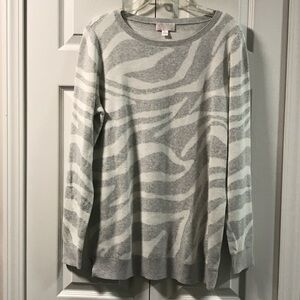 Belle by Kim Gravel Gray and White Zebra Print Sweater